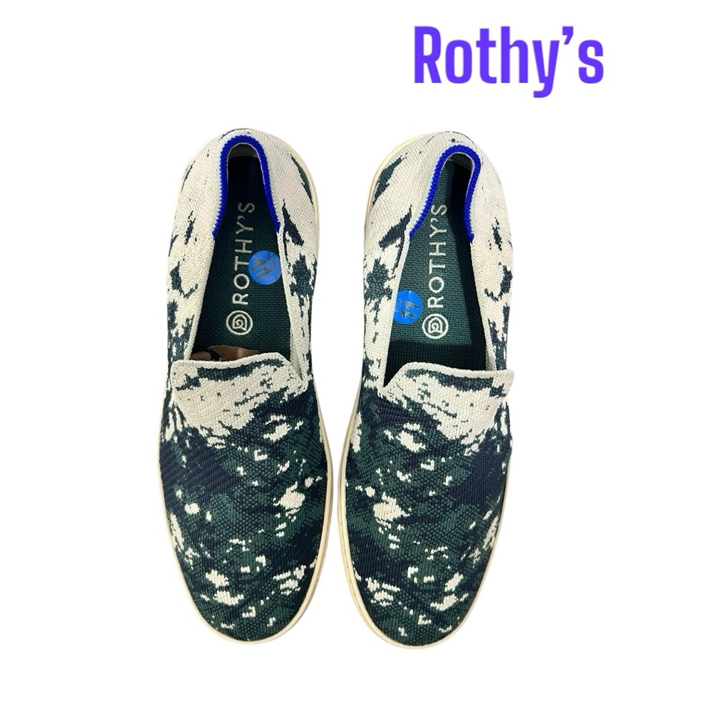 Rothy's Blue and White Slip-On Sneakers
